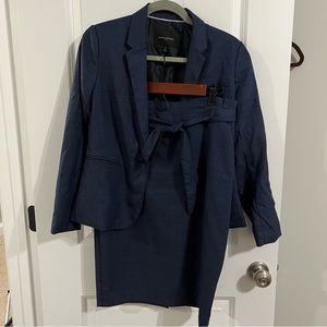 Banana Republic blue plaid suit skirt and blazer